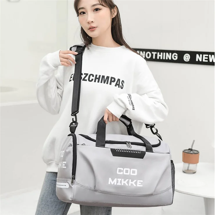 COOMIKKE Unisex Large Capacity Waterproof Fabric Sports Fitness Tote Crossbody Bag Travel Luggage Bag - Black