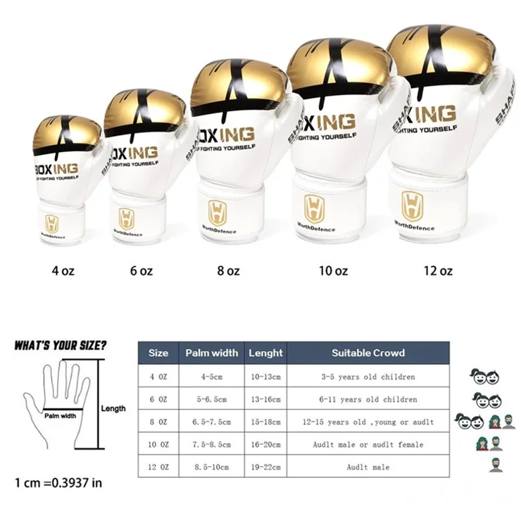 WOSWEIR HA0189 1 Pair 12oz Boxing Gloves Kickboxing Training Gloves for Adult Men - White / Pink