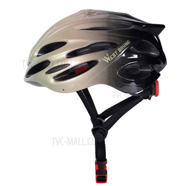 WEST BIKING Breathable Cycling Helmet MTB Bicycle Road Bike Helmet Outdoor Sports EPS Safety Cap - Gold/Black