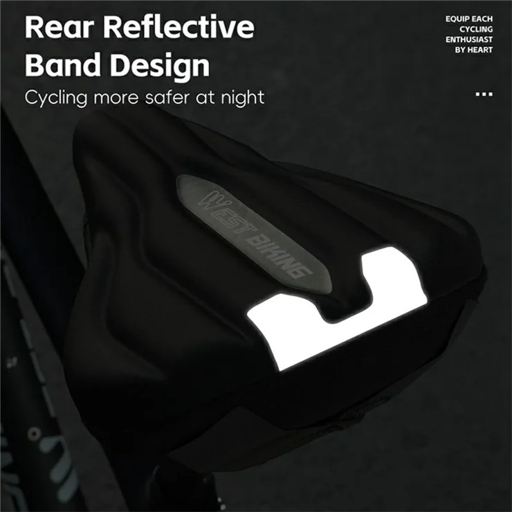 WEST BIKING YP0801232 Bike Saddle Cover Widen Thicken Shock Absorption Bicycle Seat Cushion, 25.5x26.5cm - Black Reflective