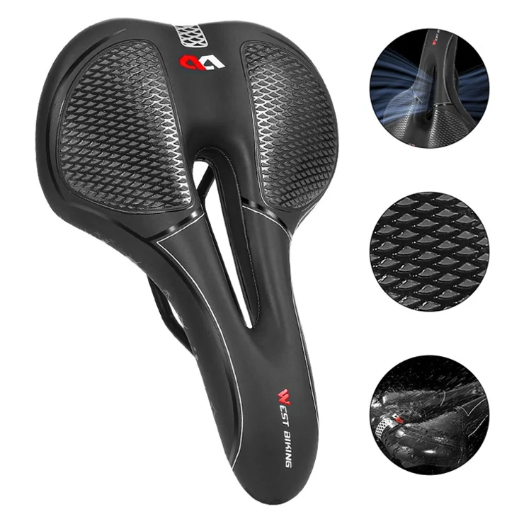 WEST BIKING YP0801128-129 Shockproof Bike Saddle Breathable MTB Road Bicycle Seat Cushion - Fish Scale Point (Sponge Type)