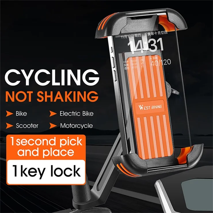 WEST BIKING YP0715062 / YP0715063 Electric Bike / Scooter / Mountain Bike / Motorcycle Handlebar / Rearview Mirror Mount Mobile Phone Holder Navigation Bracket - Handlebar Mount / Black