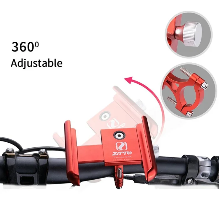 ZTTO Z82 360 Degree Adjustable Aluminum Alloy Phone Holder for Motorcycle / Road Bike / Electric Bicycle - Black