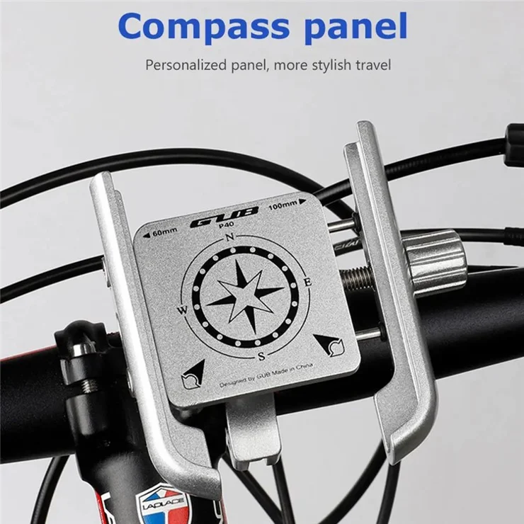 GUB P40 360 Degree Rotation Bicycle Handlebar Mount Aluminum Alloy Phone Holder Bracket - Titanium