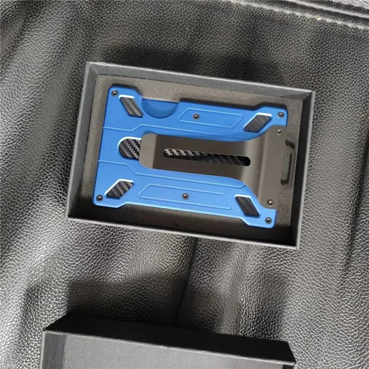 RFID Blocking Aluminum Alloy Card Holder ID Credit Card Cash Storage Case with Clip - Army Green
