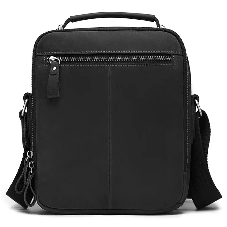 HUMERPAUL MH573 Men Messenger Bag Small Top Layer Cowhide Leather Multipurpose Shoulder Bag - Black