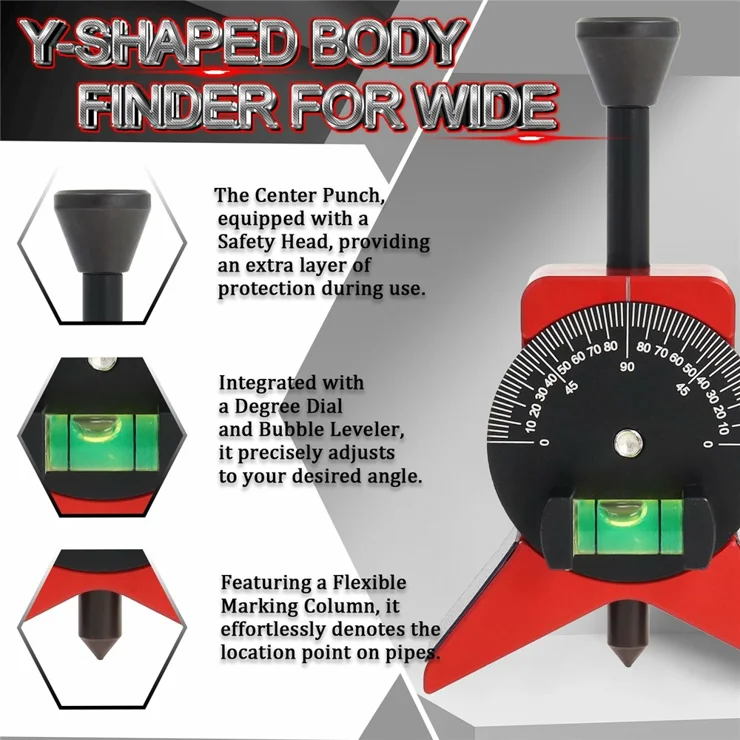 AltitudeCraft Precise Pipe Center Finder Punch Tool, Magnetic Center Finder For Pipe Fitting With Bubble Level And Adjustable Dial For 1 10 Pipes