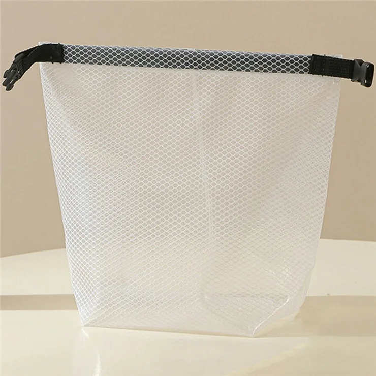 Portable Toiletry Bag with Quick Release Buckle Waterproof EVA Frosted Makeup Case Size S - White