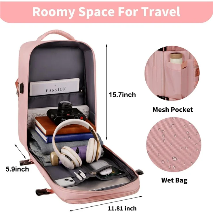 Dry and Wet Separation Travel Backpack Large Capacity Daypack with Shoe Compartment and External USB Port - Blackish Green