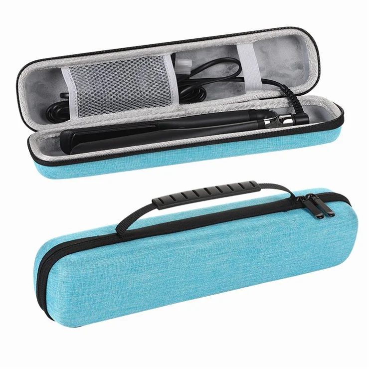 Hair Curler Hard Shell Storage Bag Multifunctional Waterproof Shockproof Straightener Organizer Case - Lake Blue