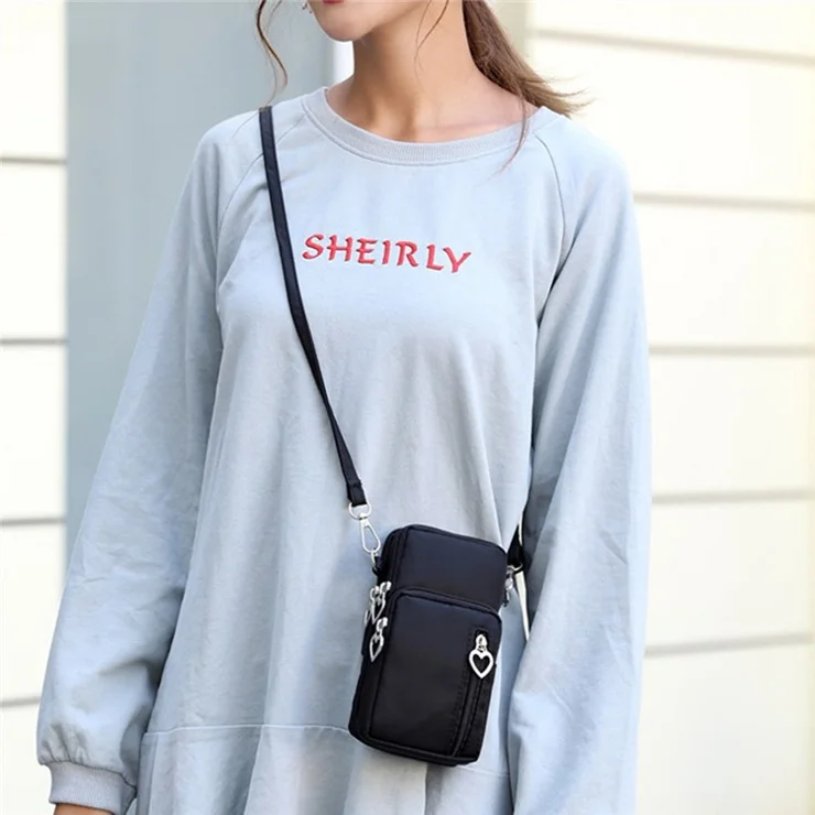615 Women's Crossbody Bag Zipper Shoulder Bag Teen Girl's Long Strap Purse Clutch Wallet Phone Carrying Bag, Size: L - Beige