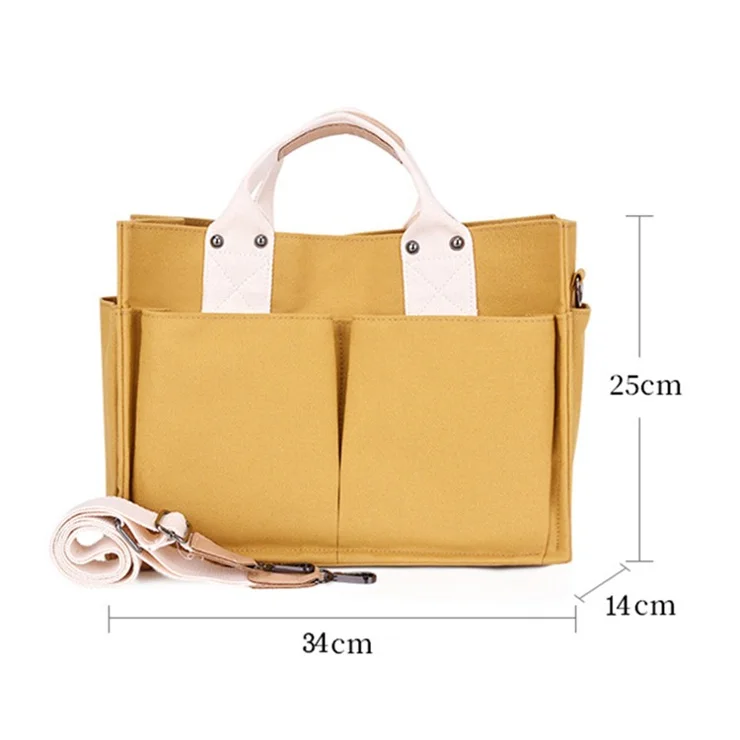 Women Canvas Tote Bag Casual Handbag Crossbody Shoulder Bag Large Capacity Mommy Pouch - White