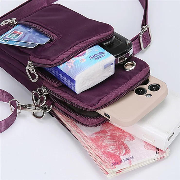 Oxford Cloth Crossbody Bag Phone Carrying Pouch Small Shoulder Bag Wrist Bag for Cash Money, Card, Key, Coin - Black / Balloon