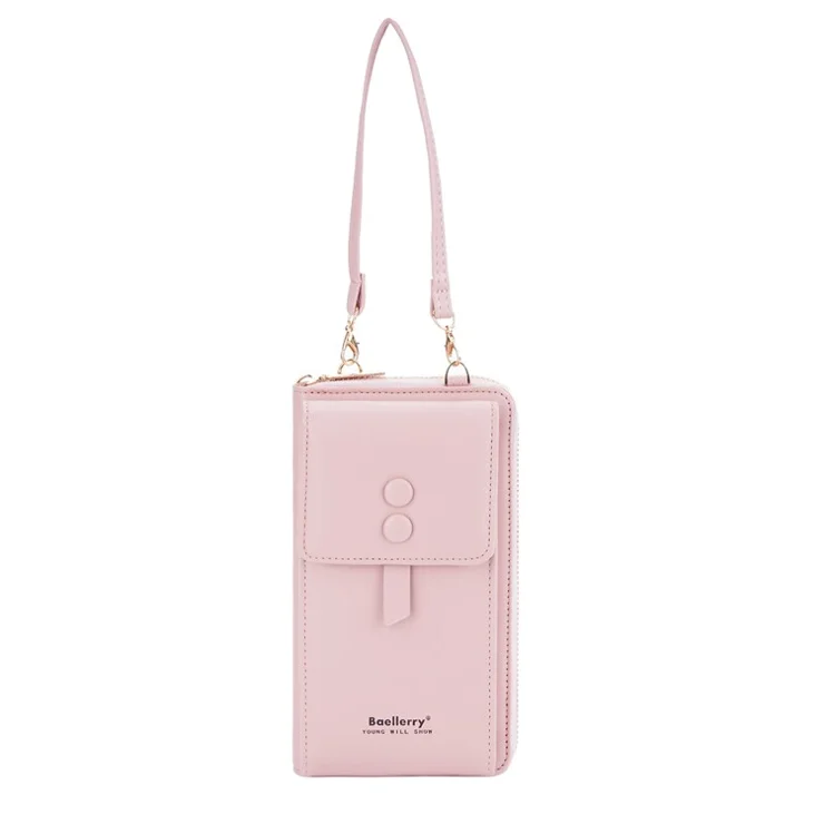 BAELLERRY N8691 Women's Magnetic Snap Button Crossbody Bag Phone Carrying Pouch Girl's Shoulder Bag - Pink