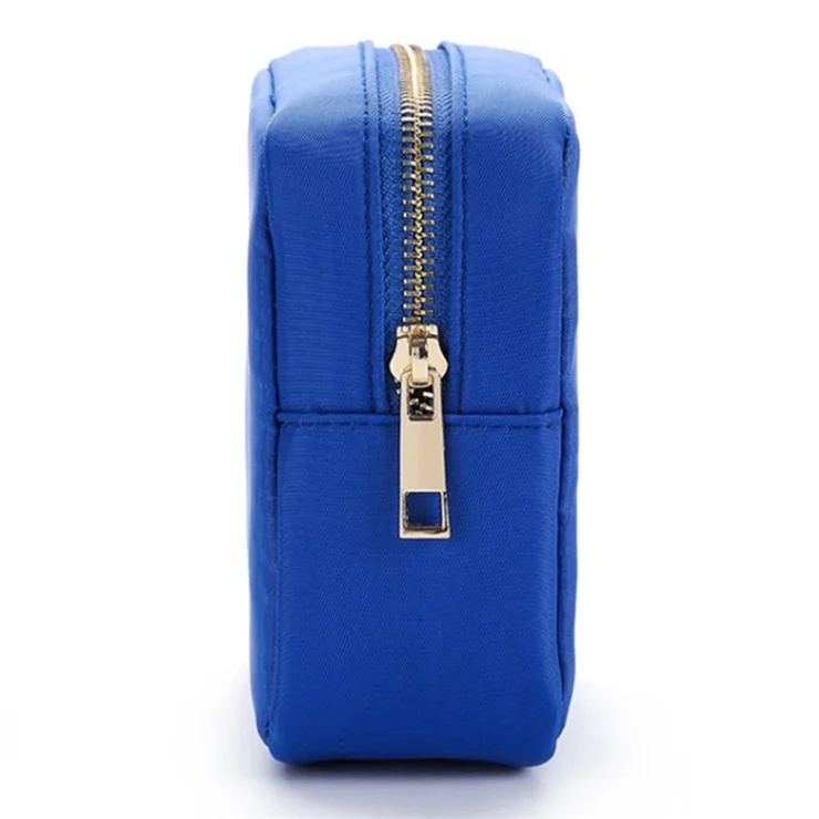 Nylon Makeup Pouch Zipper Toiletry Bag Large Capacity Travel Cosmetic Bag for Women Girls - Blue