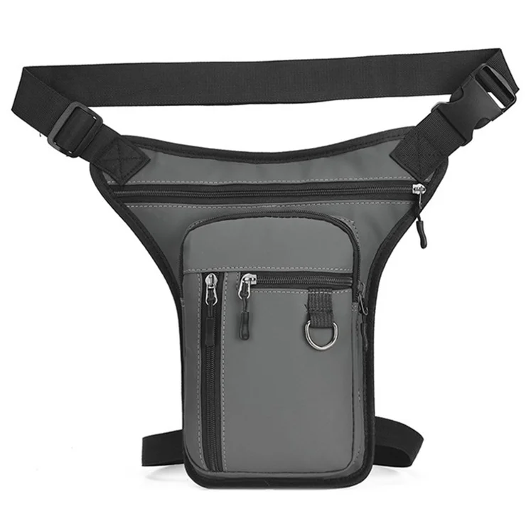 Outdoor Sport Casual PU Leather Waist Leg Bag Waterproof Men Crossbody Bag - Grey
