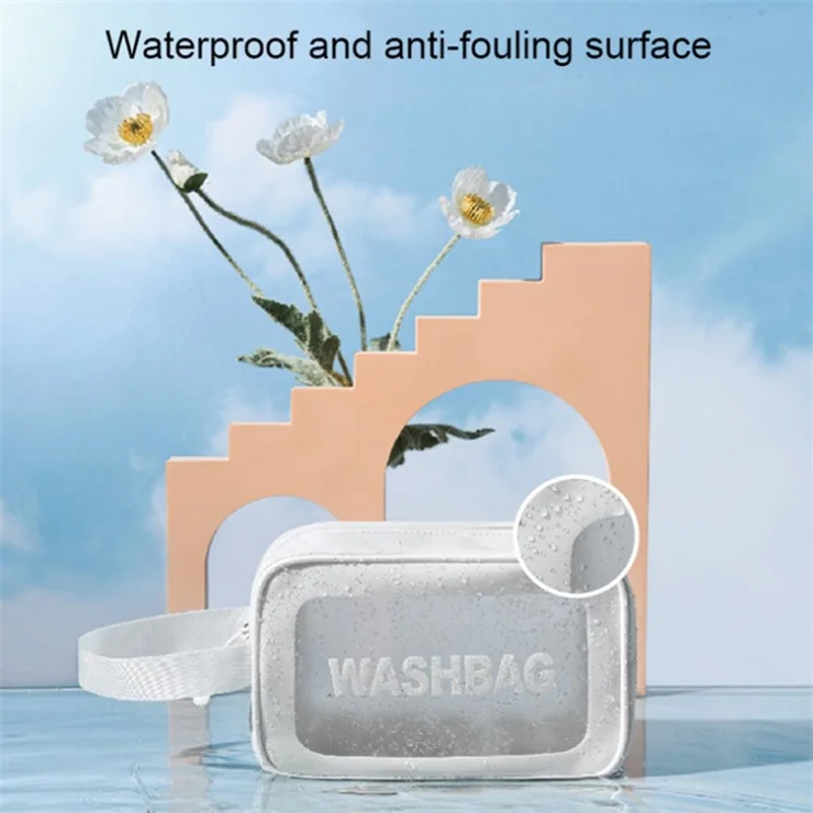 3Pcs / Set Travel Toiletry Organizer Waterproof Translucent Makeup Storage Bag - White