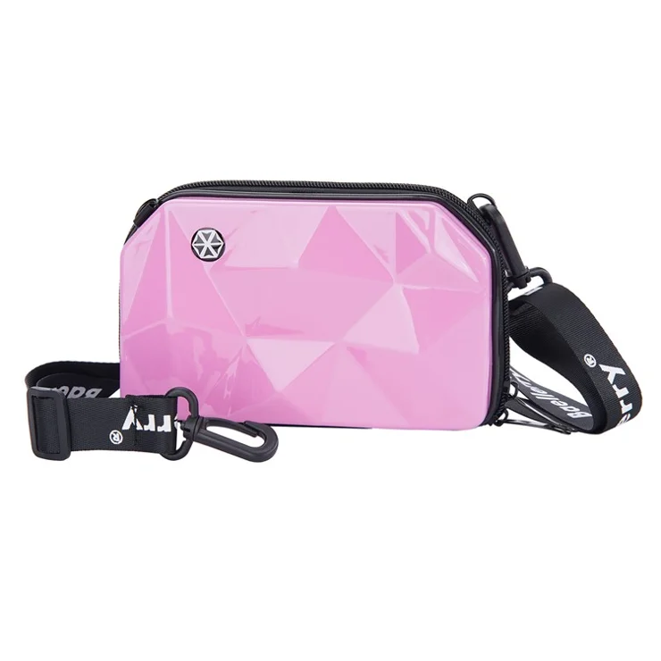 BAELLERRY N1205 7-Inch Rhombus Design ABS+PC Shoulder Bag Portable Handbag Toiletries Storage Bag for Women - Pink