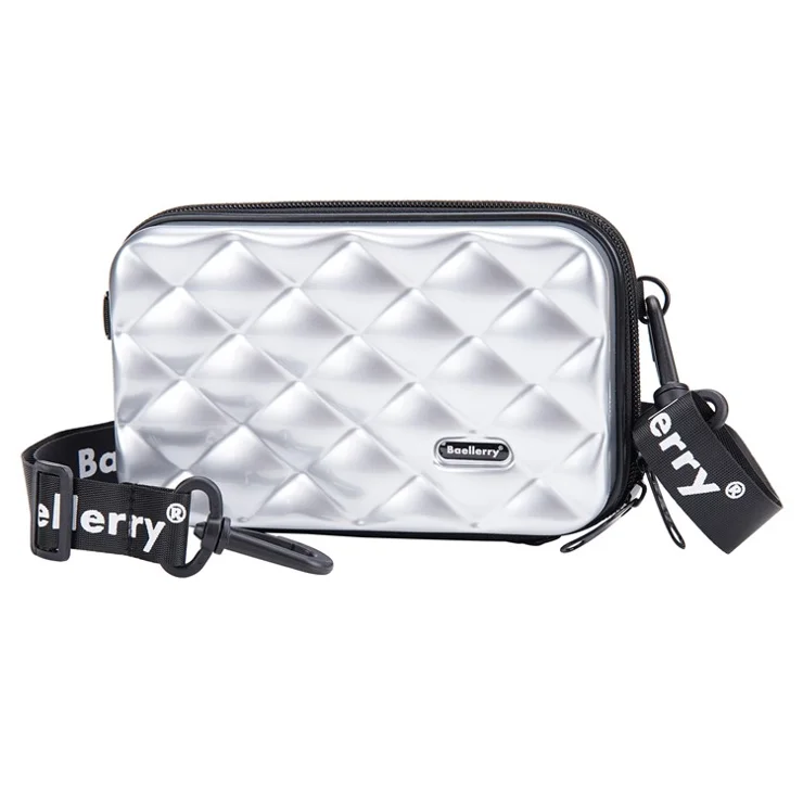 BAELLERRY N1206 ABS+PC Hard Shell Cosmetics Case Toiletry Bag Organizer Mini Crossbody Bag - Silver