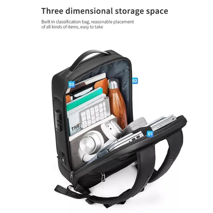 Oxford Cloth+Polyester 15.6 Inch Laptop Backpack Travel Bag Notebook Computer Shoulders Bag with External USB Port - Blue