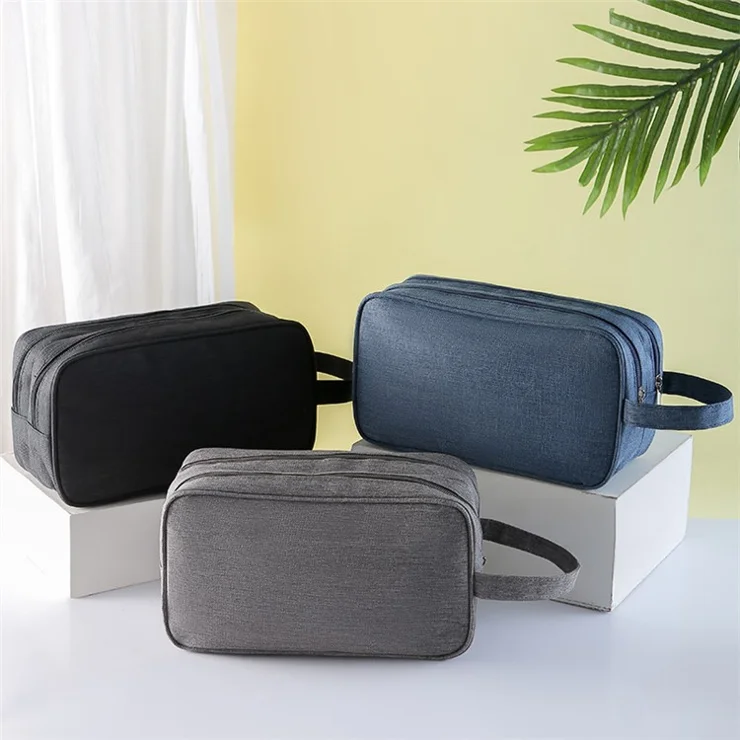 20-35L Men's Toiletry Bag Polyester Travel Face Lotion Organizer Shampoo Storage Bag Handbag - Black