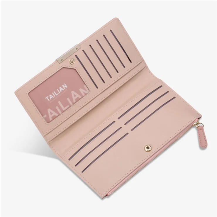 TAILIAN T5076-022 Stylish Zipper Pocket Long Wallet Women PU Leather Clutch Bag Multi Cards Slots Purse - Red