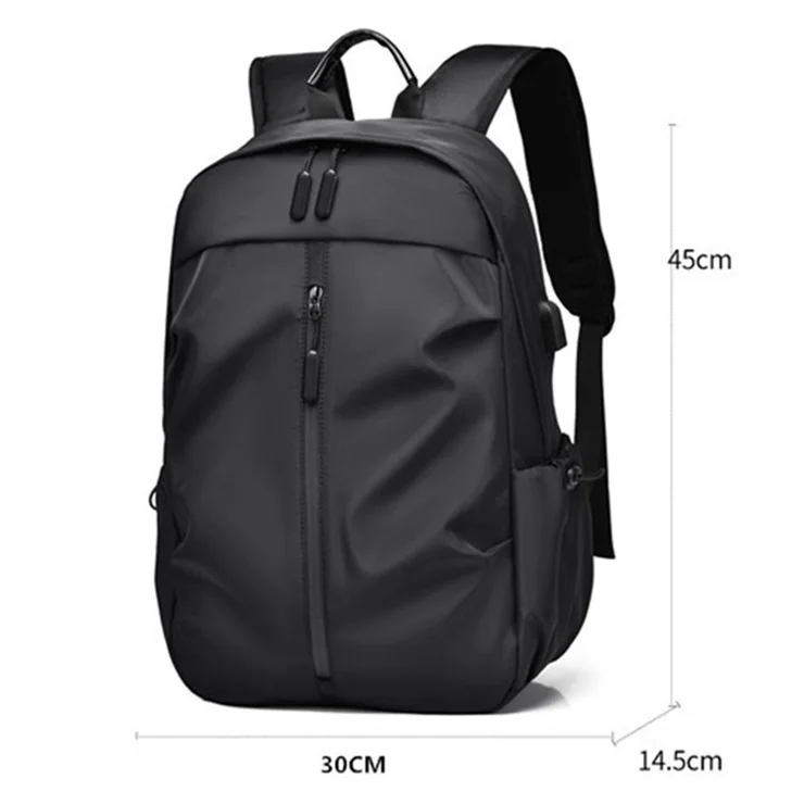 bbl8395 Men's Oxford Cloth Backpack Laptop Travel Shoulders Bag Daypack with External USB Port - Grey