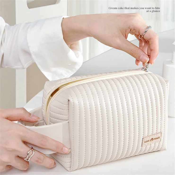 Borsa Cosmetica in Pelle PU da Viaggio Portatile Organizzatore per