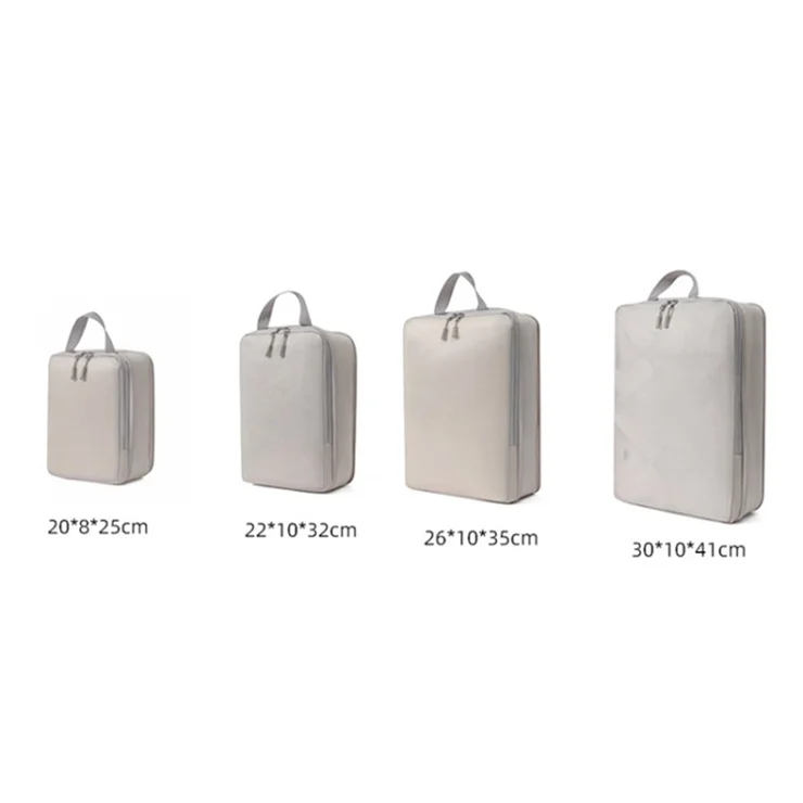 4PCS Polyester Compression Packing Cubes Travel Organizer Bags to Maximize Space in Luggage - Grey