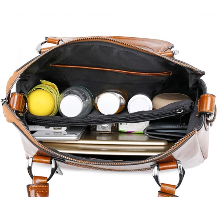 2833 Tote Handbag Women Cowhide Leather Crossbody Bag with Adjustable Shoulder Strap - Green