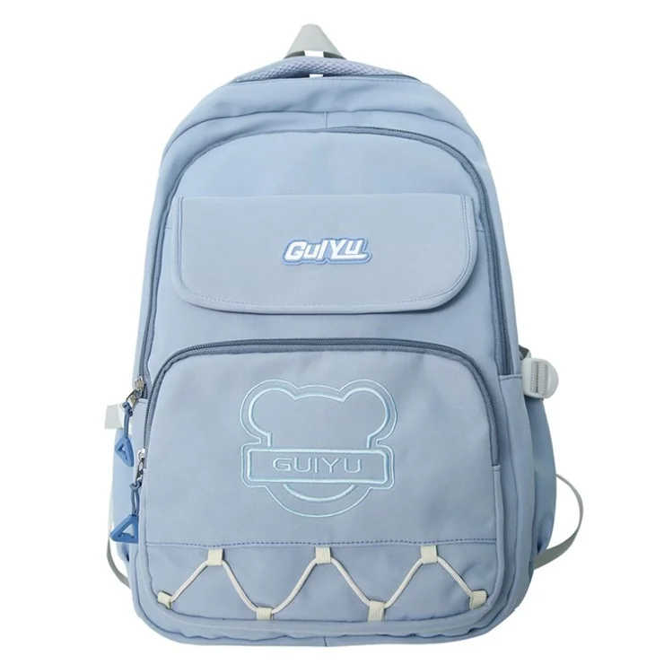 GUIYU Nylon Laptop Shoulders Bag Handbag Students School Bag Bookbag Girls Travel Backpack - Blue