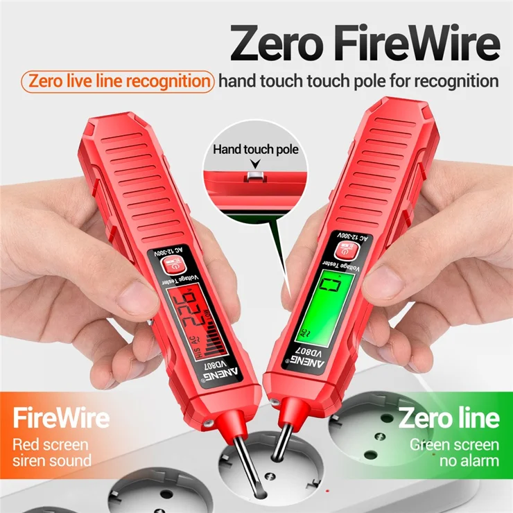 ANENG Non-Contact Voltage Tester Pen - LCD Display, Voice Alert, Flashlight & Wire Finder