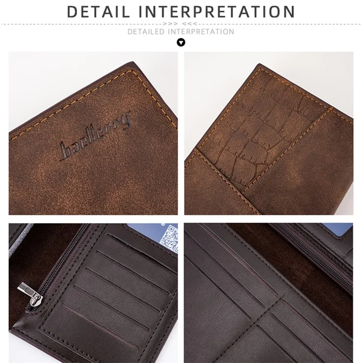 BAELLERRY C3021 Long Wallet PU Leather Card Cash Storage Pouch Bag Phone Clutch Purse - Blue