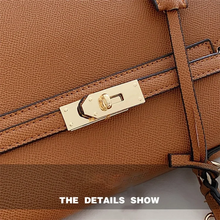 XC1058 PU Leather Small Crossbody Bag Women Square Tote Single Shoulder Bag - Khaki