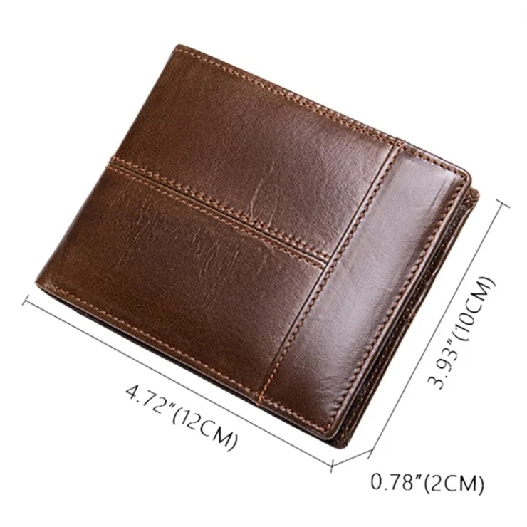 RFID Blocking Men's Wallet Top-Layer Cowhide Leather Clutch Purse Hand Bag Card Holder Billfold - Black