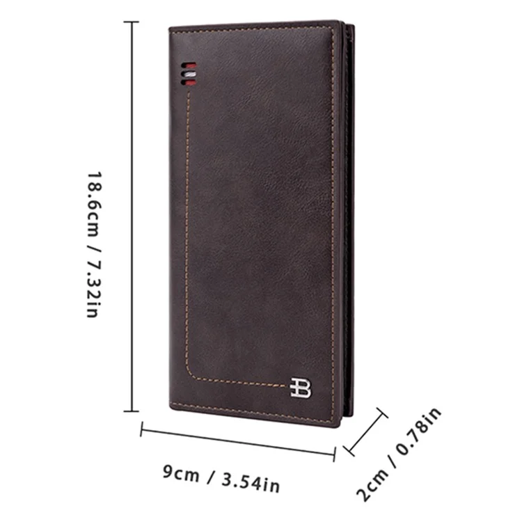 BAELLERRY C3024 Ultra-thin Long Wallet for Men, PU Leather Phone Storage Bag Card Holder Billfold Purse - Brown