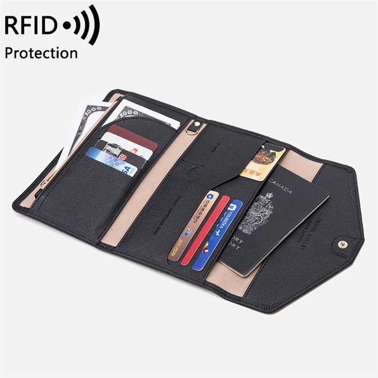 1655 RFID Blocking Travel Passport Bag PU Leather Cards Cash Storage Bag - Red