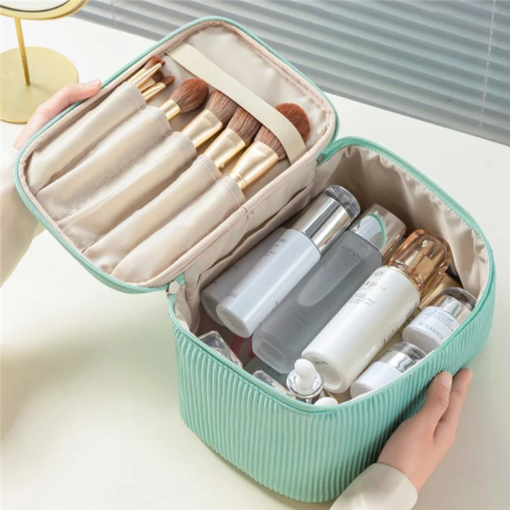 3Pcs / Set Large PU Leather Makeup Bag Cosmetic Travel Toiletry Storage Pouch Handbag - Black