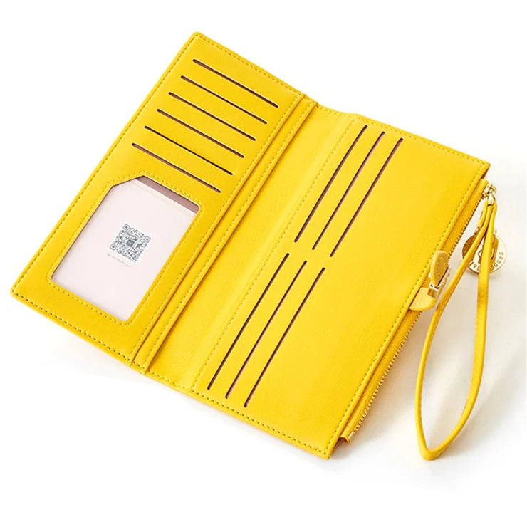 Women's Long PU Leather Wallet – Large Capacity With Multiple Card Slots, Zipper Coin Pocket & ID Window