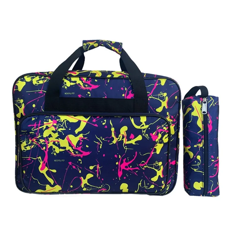 Sports Duffel Bag Large Capacity Nylon Travel Weekend Bag Handbag with Pencil Pouch - Dark Blue