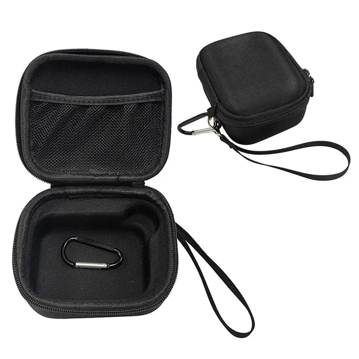 For JBL Go 4 Bluetooth-compatible Speaker Storage Bag Hard EVA Case with Hand Strap and Carabiner - Black
