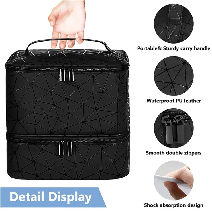 Nail Polish Storage Bag Double Layer Portable Manicure Tools Organizer Tote Bag - Blackish Green