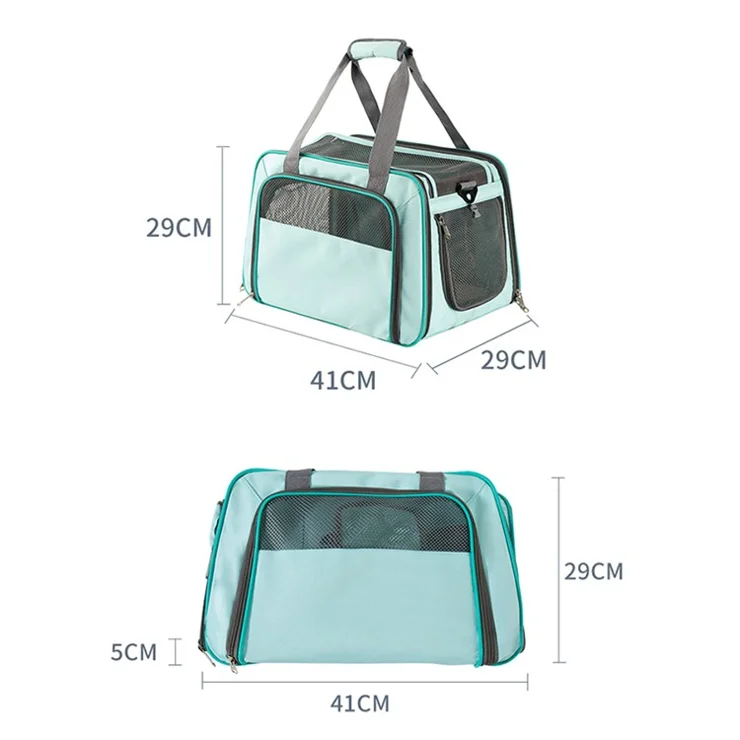 LDLC QS-064 Folding Pet Hand Bag Portable Dog Cat Shoulders Bag Breathable Pet Carrier Case for Traveling - Sky Blue
