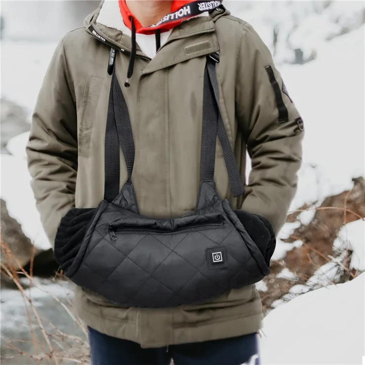 Electric Hand Warmer Rechargeable Heated Hand Muff with 3 Heat Modes Portable Graphene Hand Warmer Bag for Winter Outdoor Hunting Camping Football Golf - Black