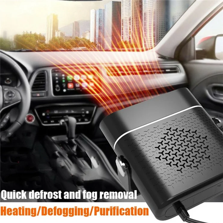 12V 2-in-1 Car Demister Heater Fan Adjustable Automobile Mounted Heater 120W Vehicle Heating Cooler Fan - White