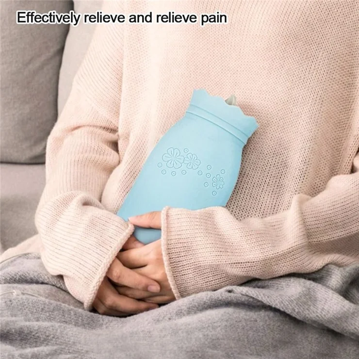 JH-1915 Hot Water Bottle 650ml Warmer Silicone Heat Preservation Hot Water Bag - Green