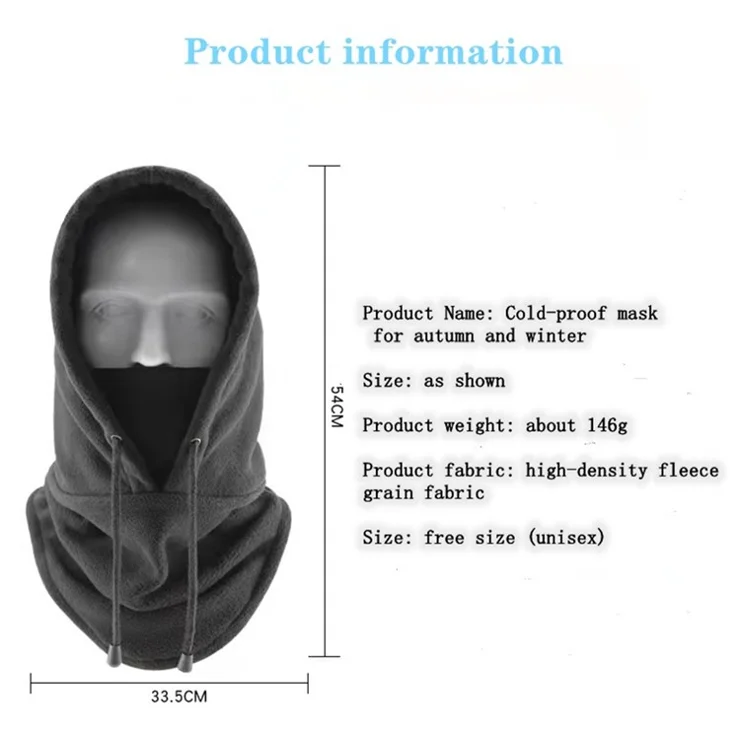 TT-DT Polar Fleece Balaclava Face Mask Windproof Neck Scarf Hood Warmer for Winter Outdoor Sports - Dark Grey