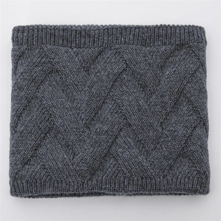 Thicken Knitted Men Women Outdoor Neck Scarf Cross Stripe Winter Warm Neck Gaiter - Black