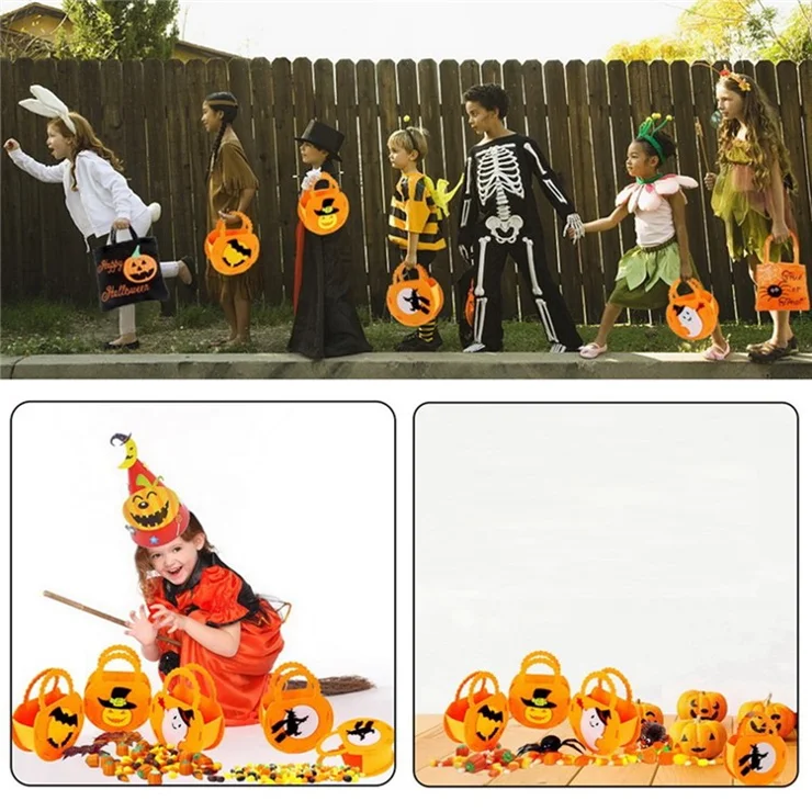 PJ-WSB02 20Pcs Halloween Non-Woven Treat Bags 3D Party Gift Candy Bags Handbag for Kids Tote Bags - Orange / Bat