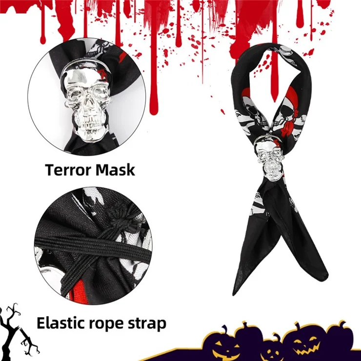 Halloween Bow Tie Skull Decoration Kids Adult Cloth Bow Tie Costume Props - Red Headband / Gold Skull